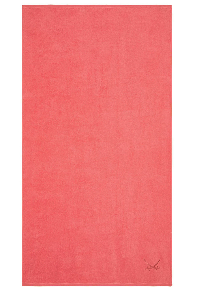 Sansibar Frottiertuch mit Stick, hot coral, 70x140cm Sansibar Frottiertuch mit Stick, hot coral, 70x140cm