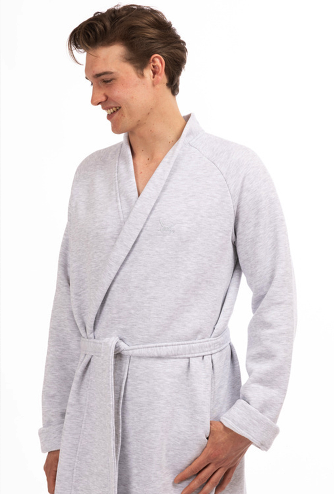 Sweat Bademantel/Hausmantel, silber, M/L Sweat Bademantel/Hausmantel, silber, M/L
