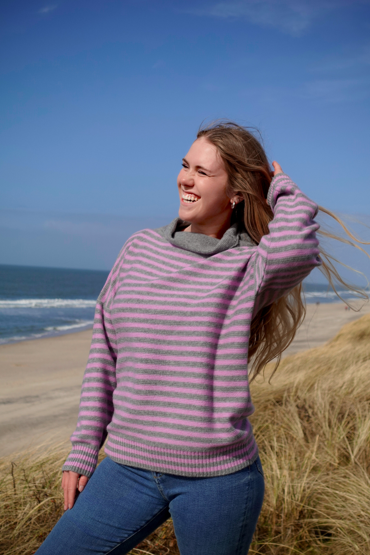 Kaschmir Turtleneck Pulliver Striped , LIGHT GREY/LILAC, ONE SIZE Kaschmir Turtleneck Pulliver Striped , LIGHT GREY/LILAC, ONE SIZE