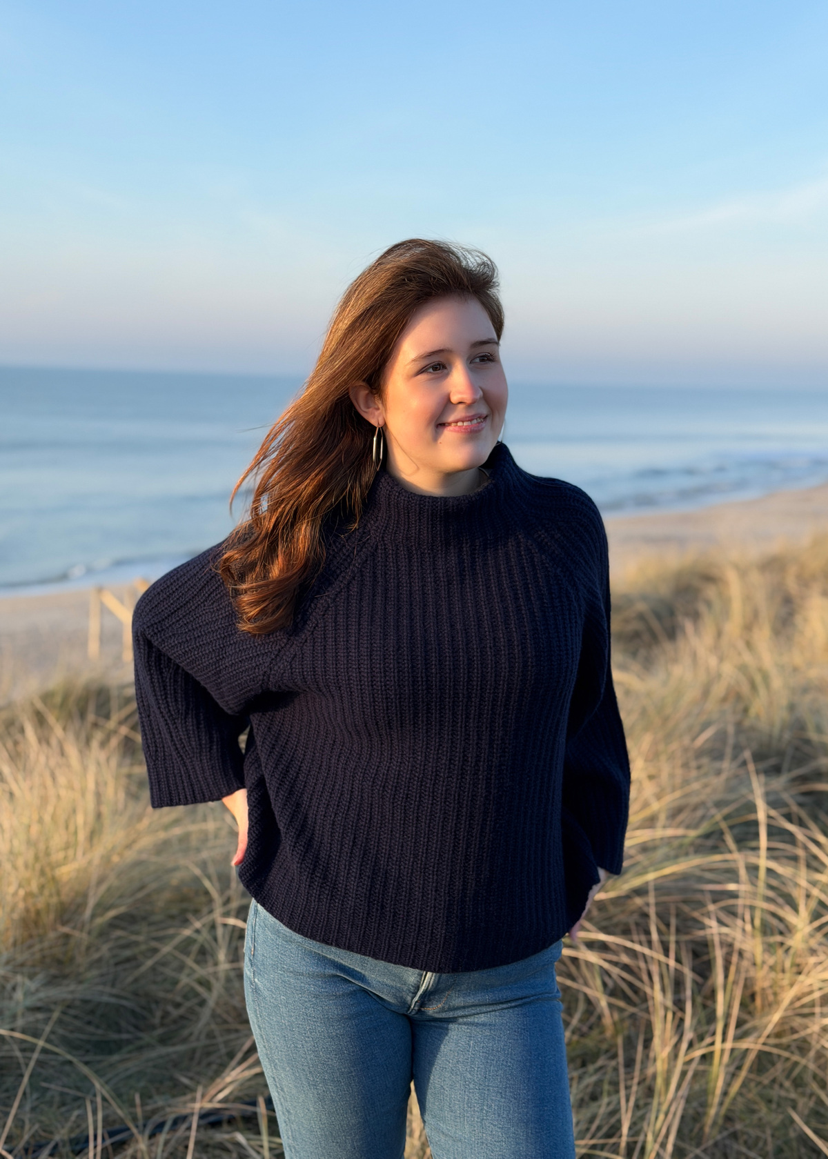 Kaschmir Mockneck Rippe , NAVY, M Kaschmir Mockneck Rippe , NAVY, M