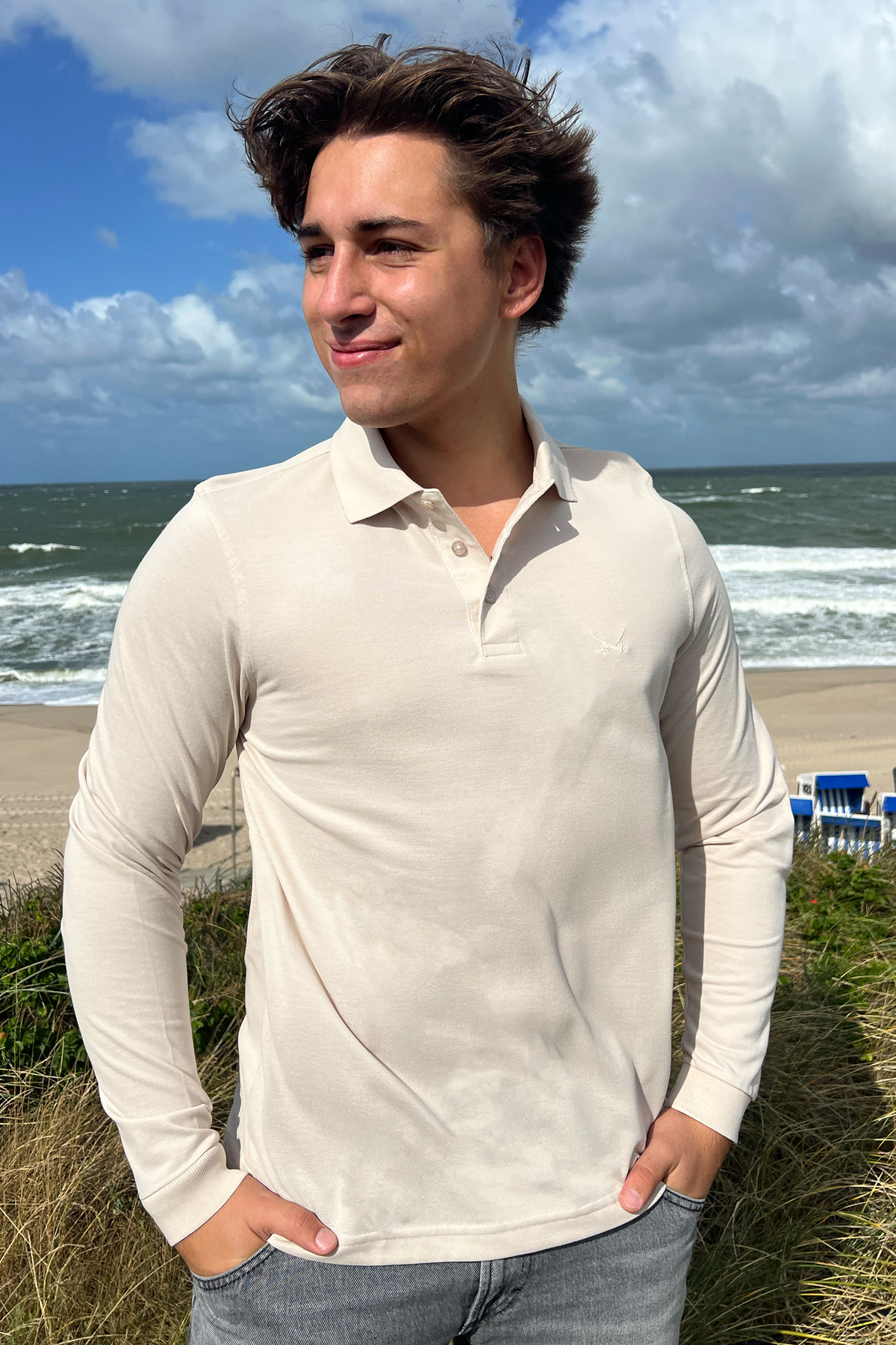 Herren Polo langarm Art. PIMA , SAND, M Herren Polo langarm Art. PIMA , SAND, M