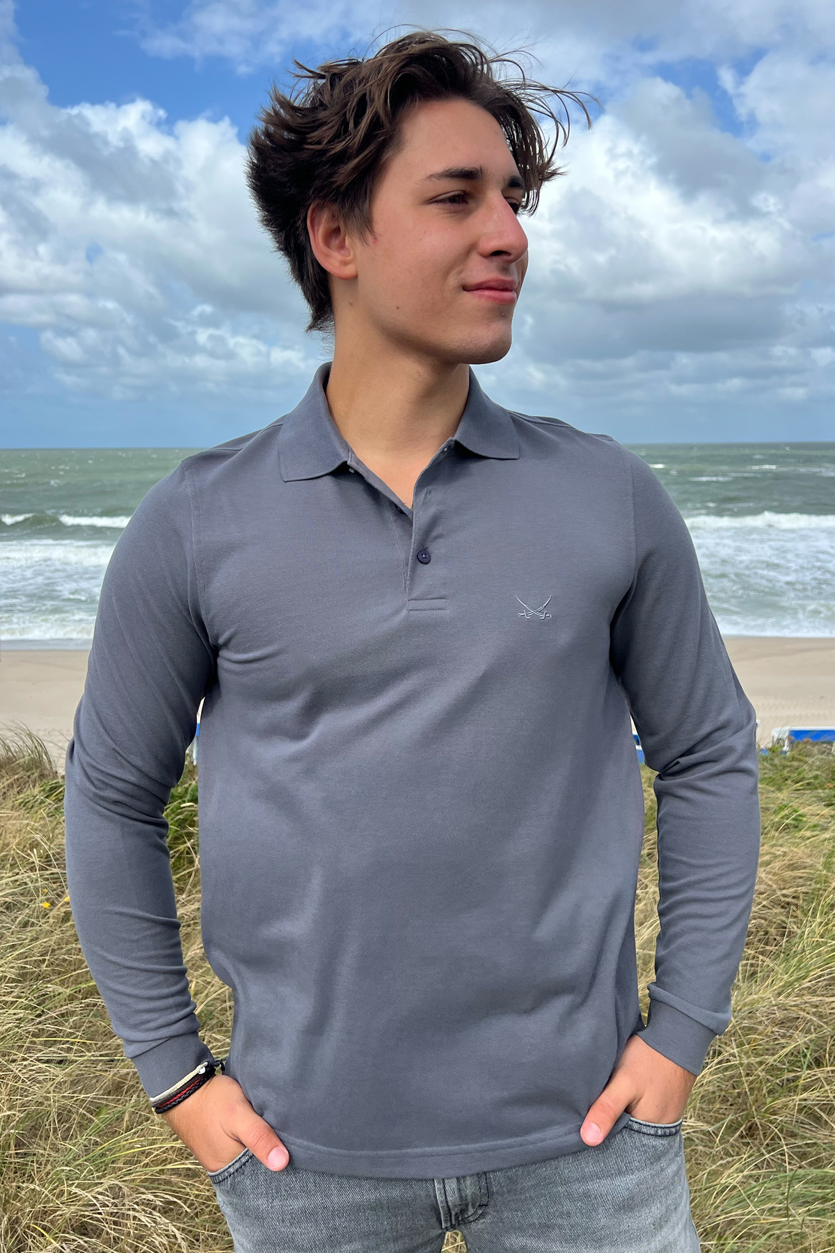 Herren Polo langarm Art. PIMA , GRAPHITE, XS Herren Polo langarm Art. PIMA , GRAPHITE, XS