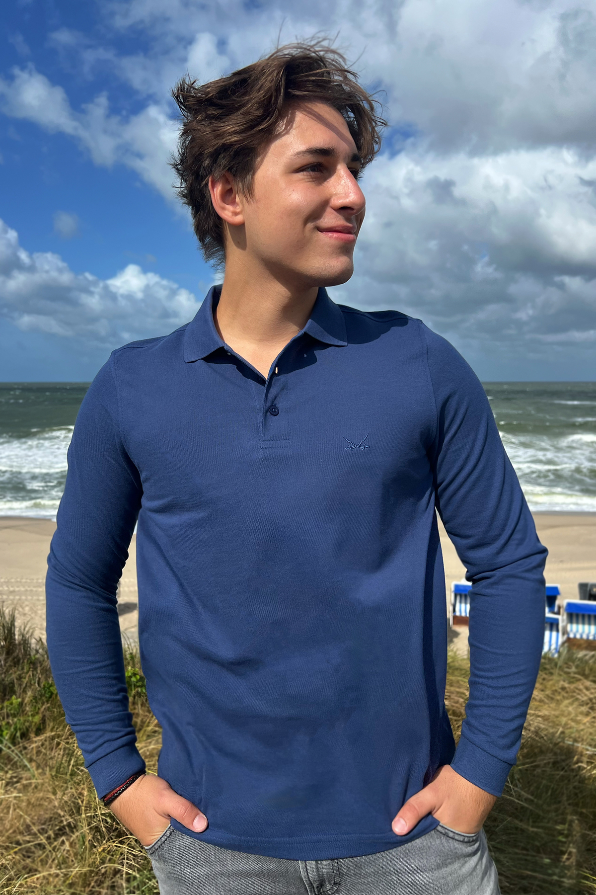 Herren Polo langarm Art. PIMA , BLUE, S Herren Polo langarm Art. PIMA , BLUE, S