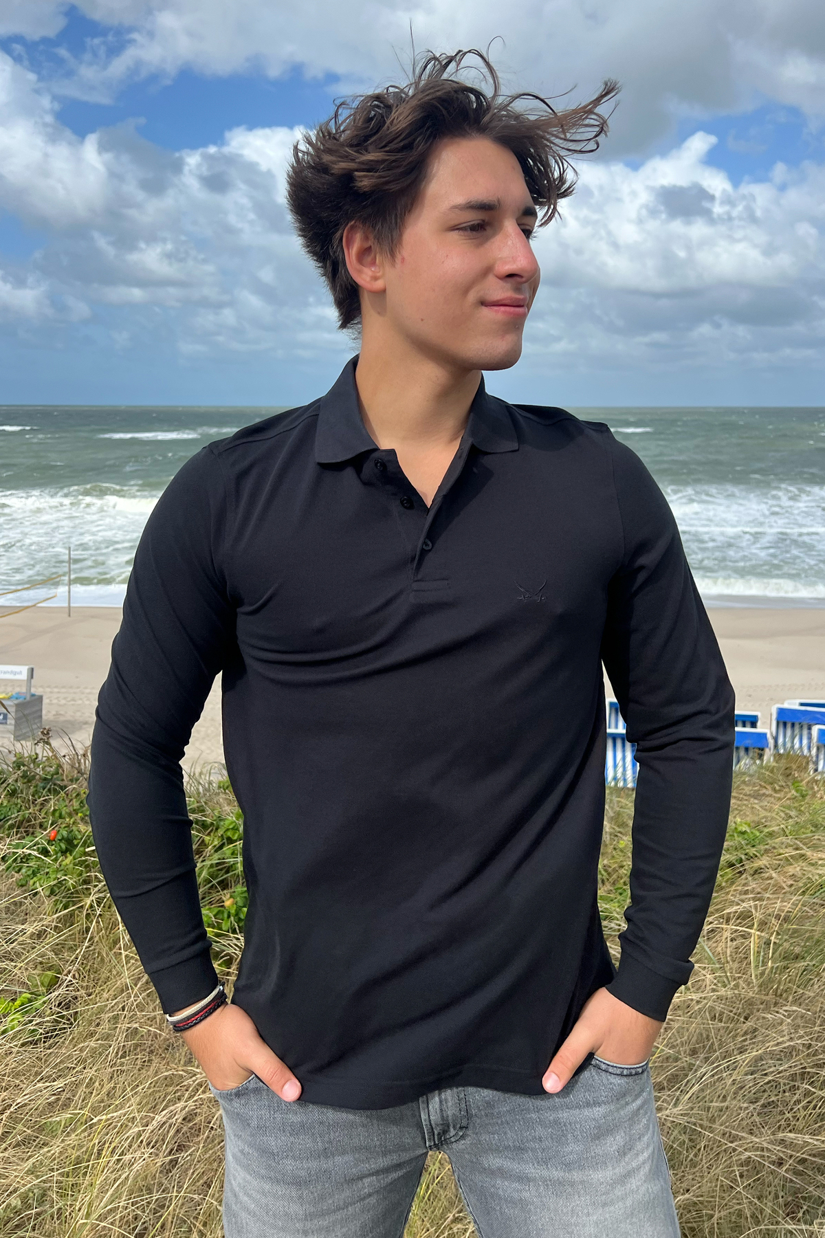 Herren Polo langarm Art. PIMA , BLACK, XL Herren Polo langarm Art. PIMA , BLACK, XL