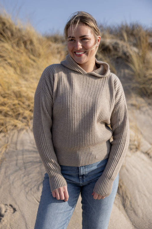 Kaschmir Hoody Modell Bella, sandmelange, M Kaschmir Hoody Modell Bella, sandmelange, M