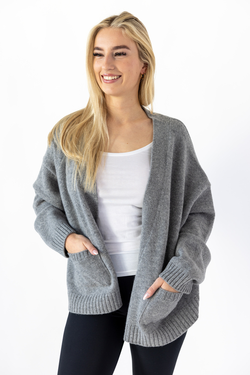 Kaschmir Cardigan Modell Helen, greymelange, M Kaschmir Cardigan Modell Helen, greymelange, M