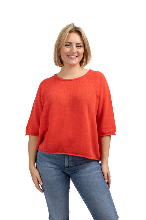 Kaschmir Halbarm Pullover, coral, one size Kaschmir Halbarm Pullover, coral, one size