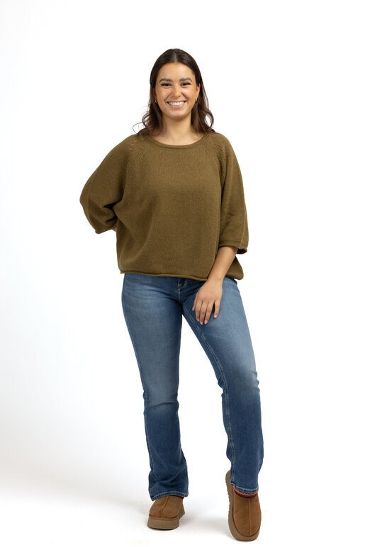 Kaschmir Halbarm Pullover, olive, one size Kaschmir Halbarm Pullover, olive, one size