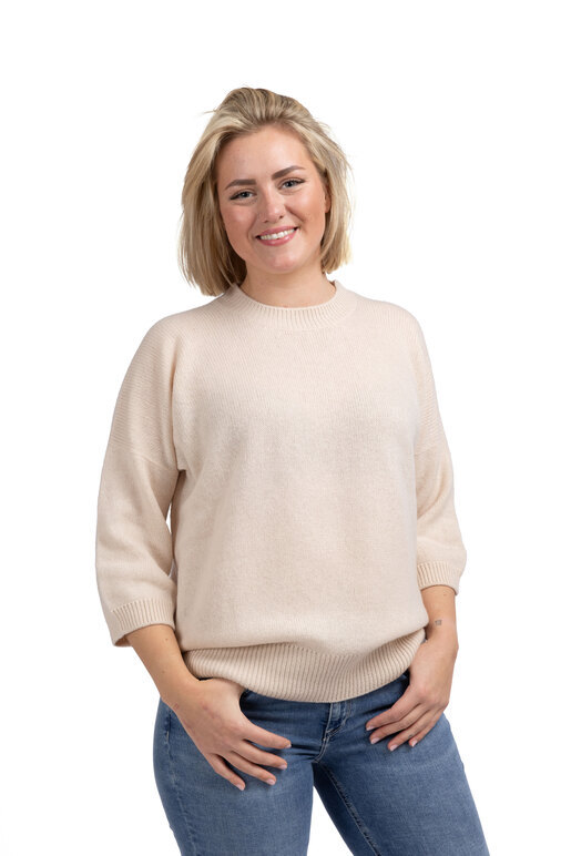 Kaschmir Halbarm Pullover, sand, XL Kaschmir Halbarm Pullover, sand, XL