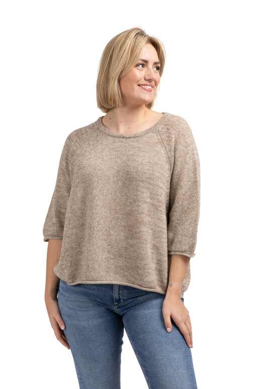 Kaschmir Halbarm Pullover, brown melange, one size Kaschmir Halbarm Pullover, brown melange, one size