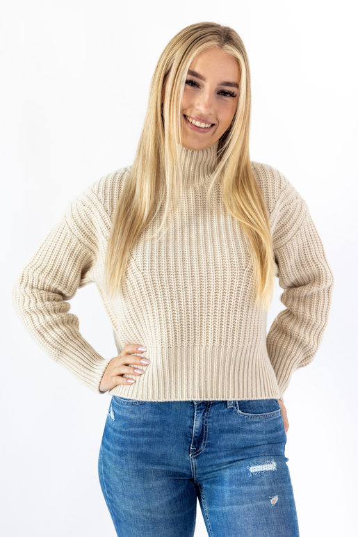 Kaschmir Mockneck Modell Ella, sand, M Kaschmir Mockneck Modell Ella, sand, M