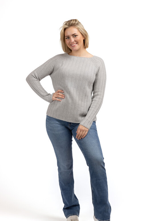 Kaschmir Pullover Rippe, dark greymelange, L Kaschmir Pullover Rippe, dark greymelange, L