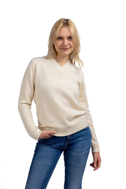 Kaschmir Pullover V-Neck, offwhite, M Kaschmir Pullover V-Neck, offwhite, M