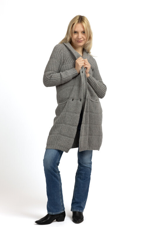 Kaschmir Strickmantel, greymelange, S Kaschmir Strickmantel, greymelange, S