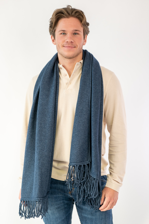 Damen Cashmix Stola 180x70 , BLUE MELANGE, ONE SIZE Damen Cashmix Stola 180x70 , BLUE MELANGE, ONE SIZE
