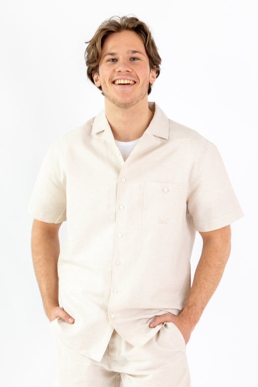 Reverskragenhemd Modell Enno, beigemelange, M Reverskragenhemd Modell Enno, beigemelange, M