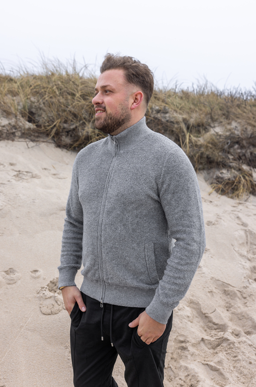 Herren Strickjacke Pino, dark greymelange, L Herren Strickjacke Pino, dark greymelange, L