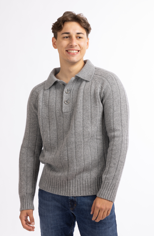 Kaschmir Polokragenpullover, greymelange, M Kaschmir Polokragenpullover, greymelange, M