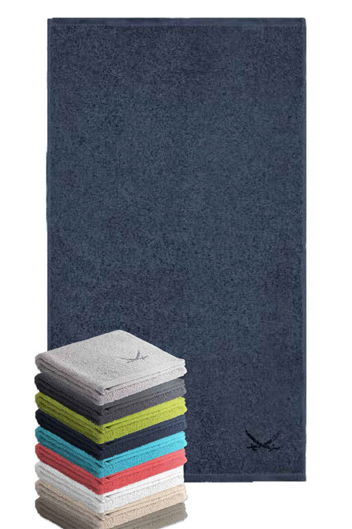 Sansibar Frottiertuch mit Stick blau, 50x100cm Sansibar Frottiertuch mit Stick blau, 50x100cm