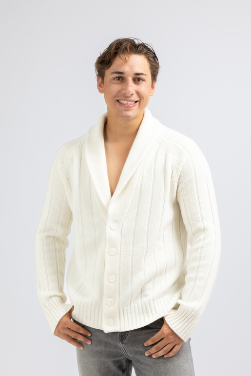 Kaschmir Strickjacke Modell Florian, offwhite, S Kaschmir Strickjacke Modell Florian, offwhite, S