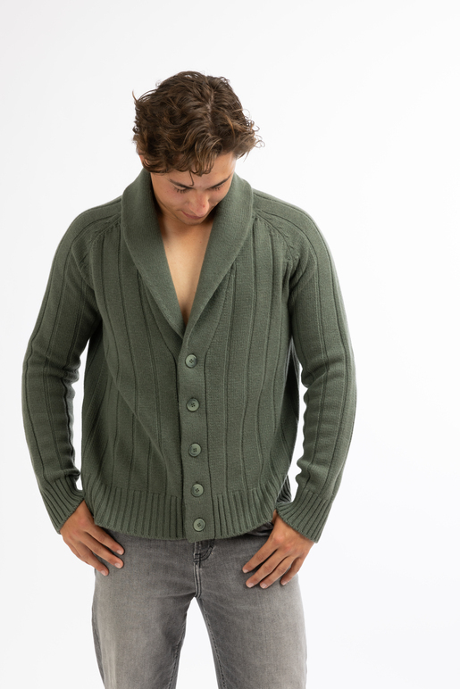 Kaschmir Strickjacke Modell Florian, olive, L Kaschmir Strickjacke Modell Florian, olive, L