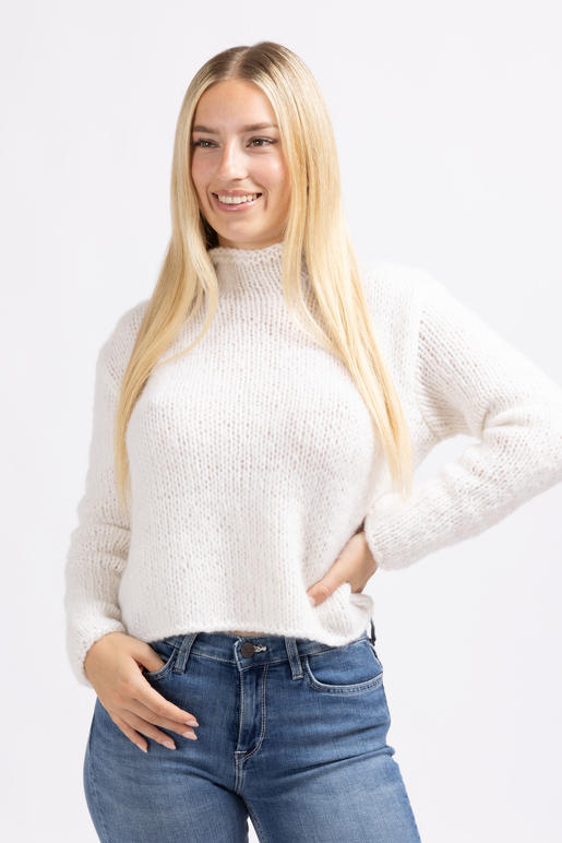 Kaschmir Handstrickpulli Modell Vivi, white, L Kaschmir Handstrickpulli Modell Vivi, white, L