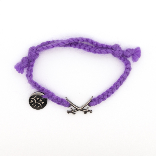 Flechtarmand Silber Sansibar Säbel Lara, lila, one size Flechtarmand Silber Sansibar Säbel Lara, lila, one size