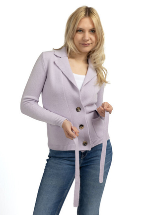 Kaschmir Strickjacke mit Gürtel, lavender, M Kaschmir Strickjacke mit Gürtel, lavender, M