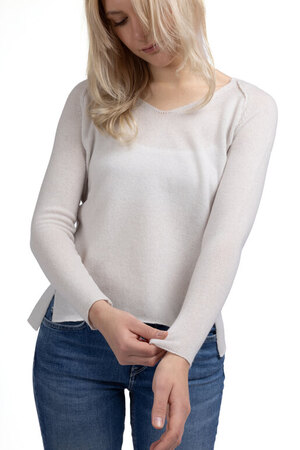 Kaschmir V-Hals Pullover, silver, S Kaschmir V-Hals Pullover, silver, S