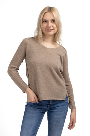 Kaschmir V-Hals Pullover, brown melange, M Kaschmir V-Hals Pullover, brown melange, M