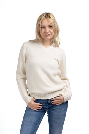 Kaschmir V-Neck, ecru, one size Kaschmir V-Neck, ecru, one size
