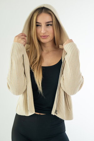 Kaschmir Zipjacke Modell Mira, beige, XXL Kaschmir Zipjacke Modell Mira, beige, XXL